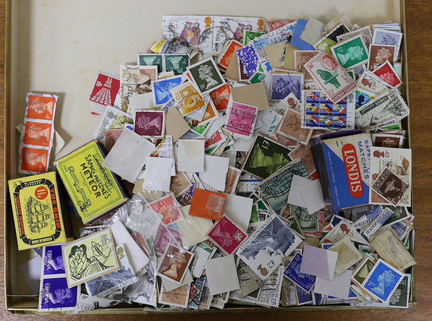 Six albums of World stamps and a box of loose stamps